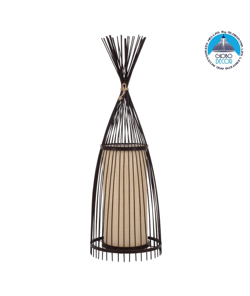 GLOBOSTAR® AZORES 01754 Boho Επιδαπέδιο Φωτιστικό με Ντουί 1 x E27 AC 220-240V IP20 - Καφέ & Μπεζ - Μ30 x Π30 x Υ90cm